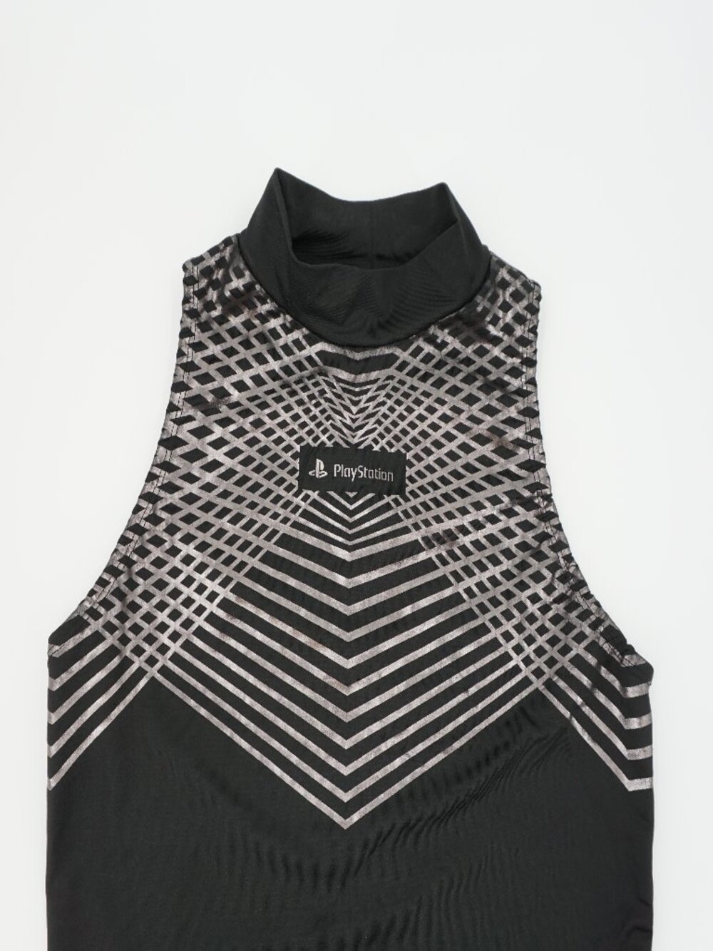 Forever 21 x PlayStation Tank Top Mock Neck Women's Med Black & Silver